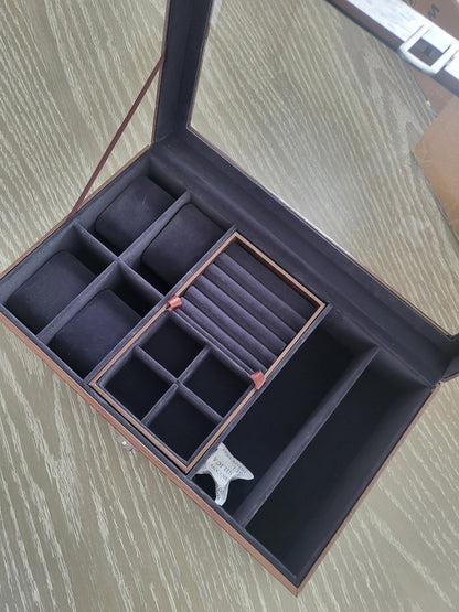 4 Slot Watch Box with Jewellery tray